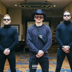 OAM and his bodyguards pose at UFC on FOX 30 media day.
