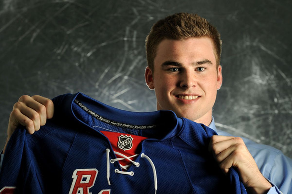 LOS ANGELES, CA - JUNE 25:  Dylan McIlrath, drafted tenth overall by the New York Rangers poses for a portrait during the 2010 NHL Entry Draft at Staples Center on June 25, 2010 in Los Angeles, California.  (Photo by Harry How/Getty Images)