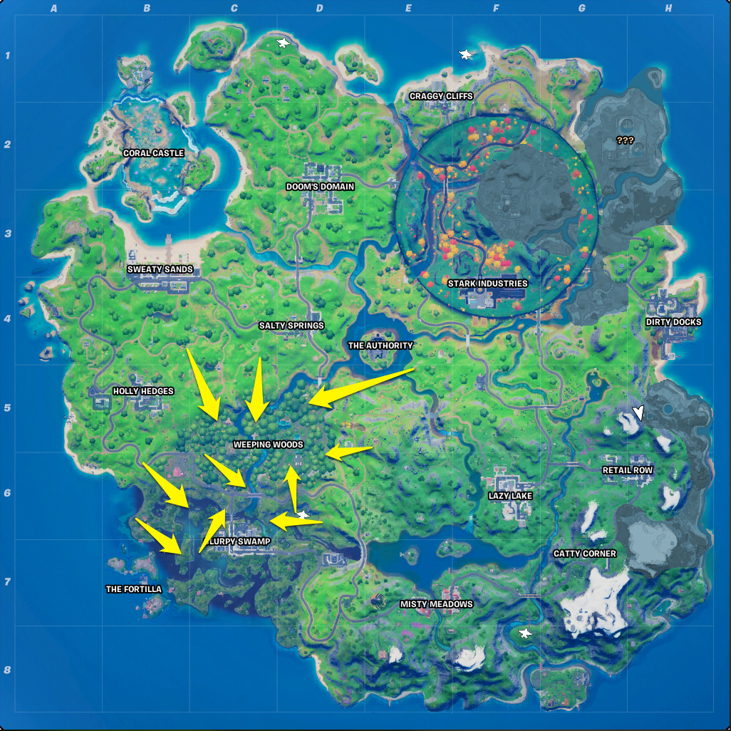 Wolverine’s Spawn locations in Fortnite Chapter 2 season 6