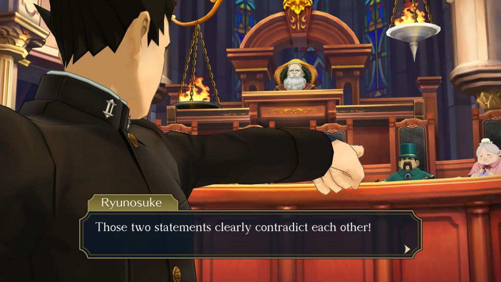 Ryunosuke Naruhodo addresses the courtroom in The Great Ace Attorney