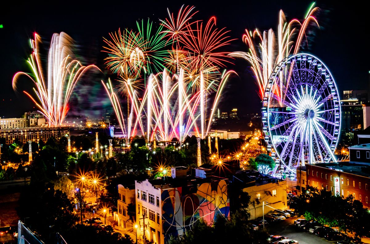 Fireworks at Centennial Park in Downtown Atlanta