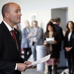 Lt. Gov. Spencer Cox speaks at Salt Lake Community College in Sandy on Monday, Oct. 2, 2017, about efforts to break the cycle of intergenerational poverty in Utah.