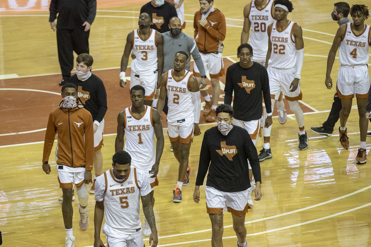 Texas Longhorns walks off the basketball court after losing to Texas Tech Red Raiders on Wednesday, Jan. 13, 2021, in Austin, Texas.
