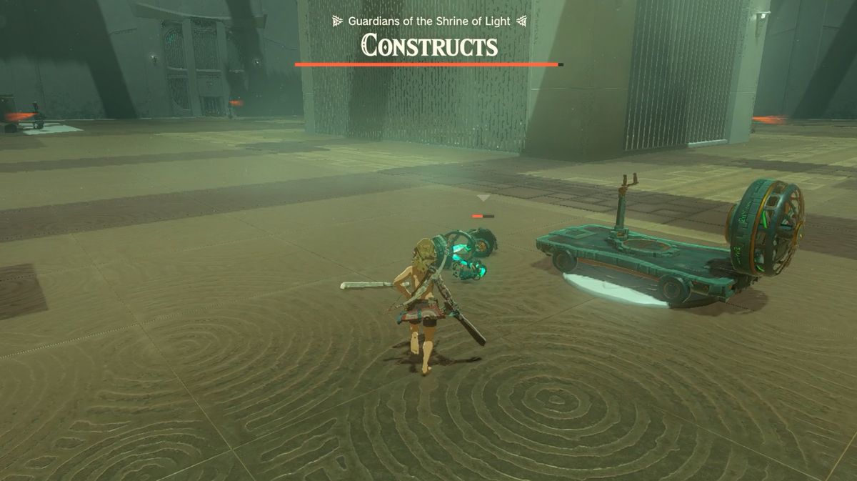Link attacks a Construct in Rasitakiwak Shrine in Zelda: Tears of the Kingdom