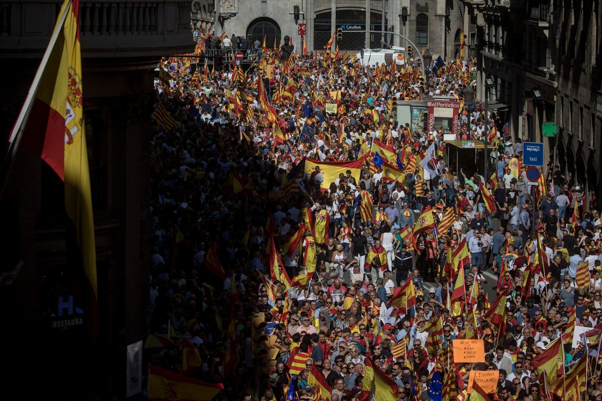 Pro-Unity Rally Held In Barcelona Against Catalonian Independence
