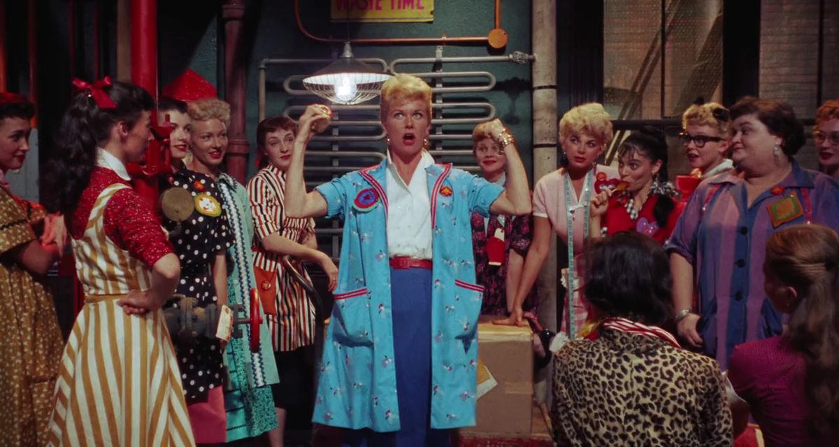 Doris Day riles up the troops in Pajama Game.