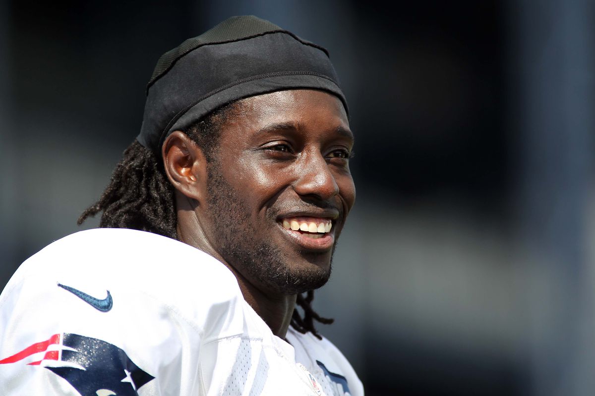 Aug 7, 2012; Foxborough, MA, USA; New England Patriots wide receiver Deion Branch during training camp at the teams practice facility. Mandatory Credit: Stew Milne-US PRESSWIRE