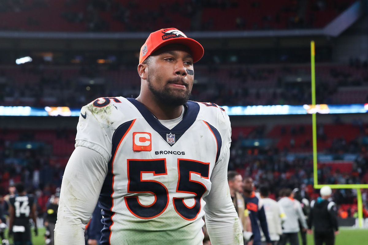 Denver Broncos’ Bradley Chubb during the NFL International match at Wembley Stadium, London. Picture date: Sunday October 30, 2022.