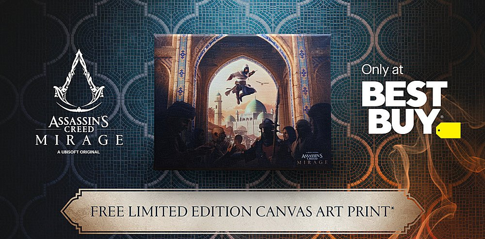 A stock image of the canvas art print included with Assassin’s Creed Mirage pre-orders placed through Best Buy
