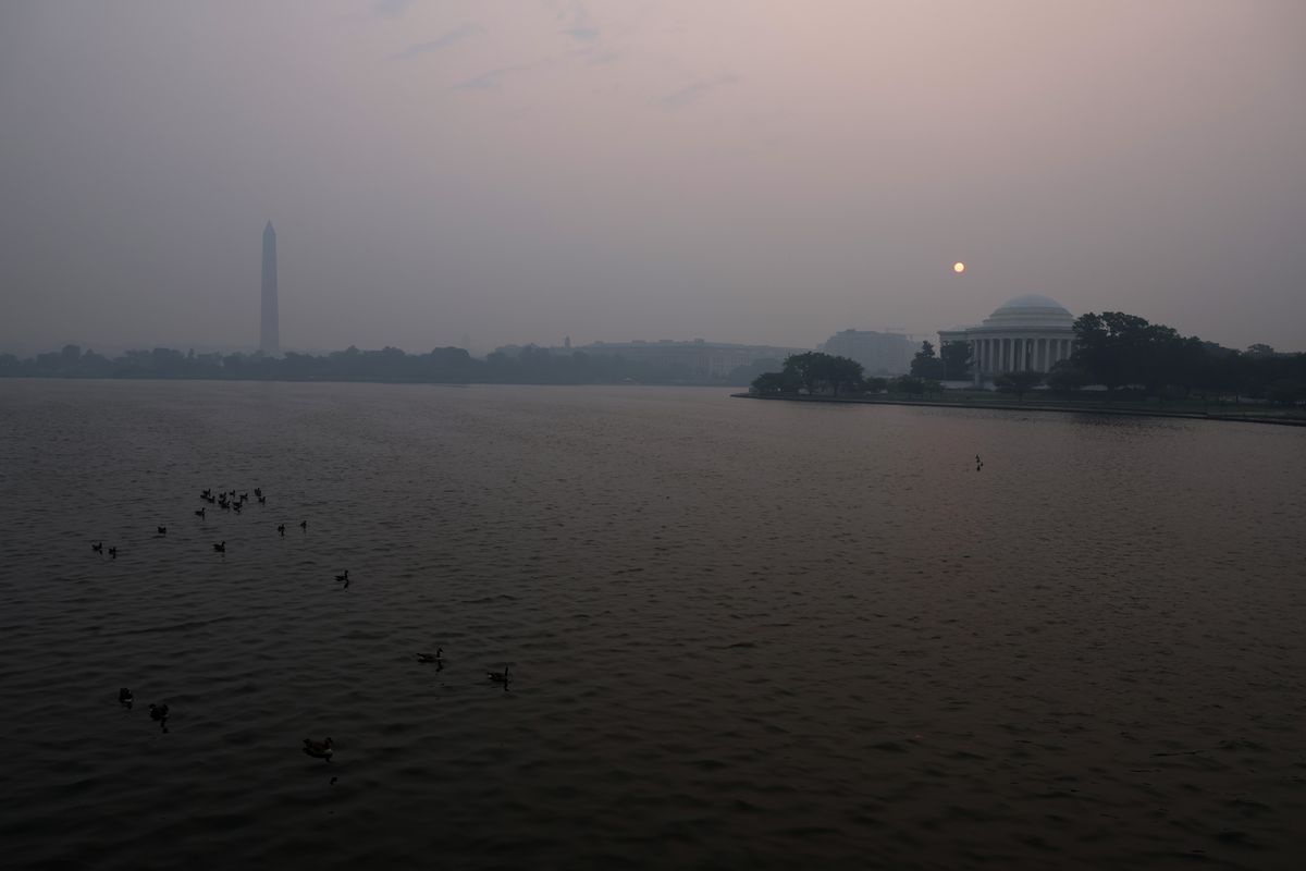 Smoke from Canadian wildfires blows south, causing fog conditions across wide swaths of eastern US