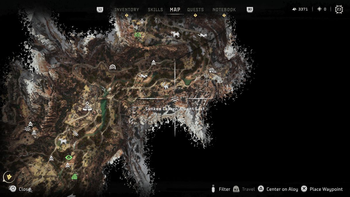 Sunken Cavern: Daunt East on the Horizon Forbidden West map