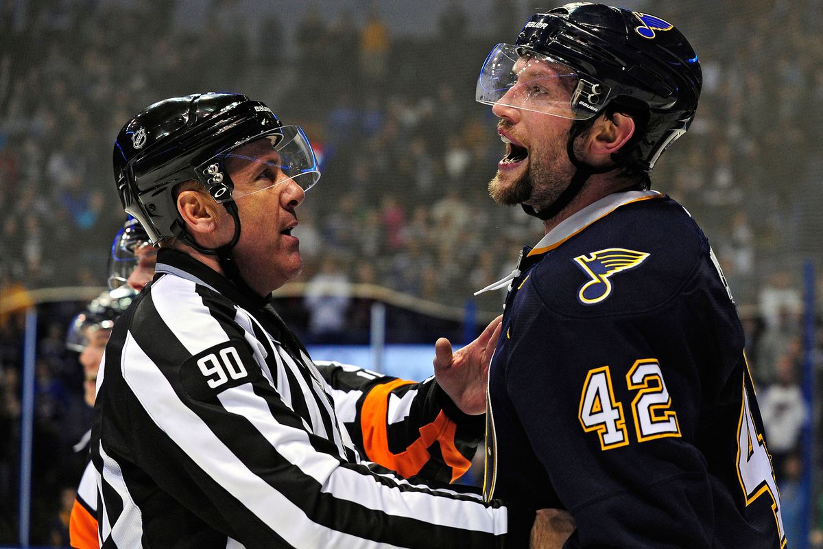 David Backes and Andy McElman take a moment to properly react to Derek Roy's talents. With half-hearted laughter.
