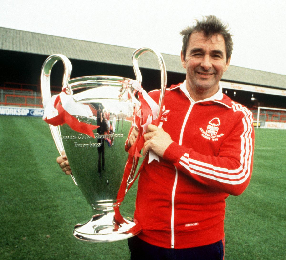 Sport. Football. England. 1980. Nottingham Forest manager Brian Clough with the European Cup trophy.