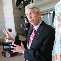 David Barton speaks to members of the media prior to the Friends of Marriage Foundation's Celebration of Marriage on Wednesday, June 26, 2013, at the South Towne Expo Center in Sandy.