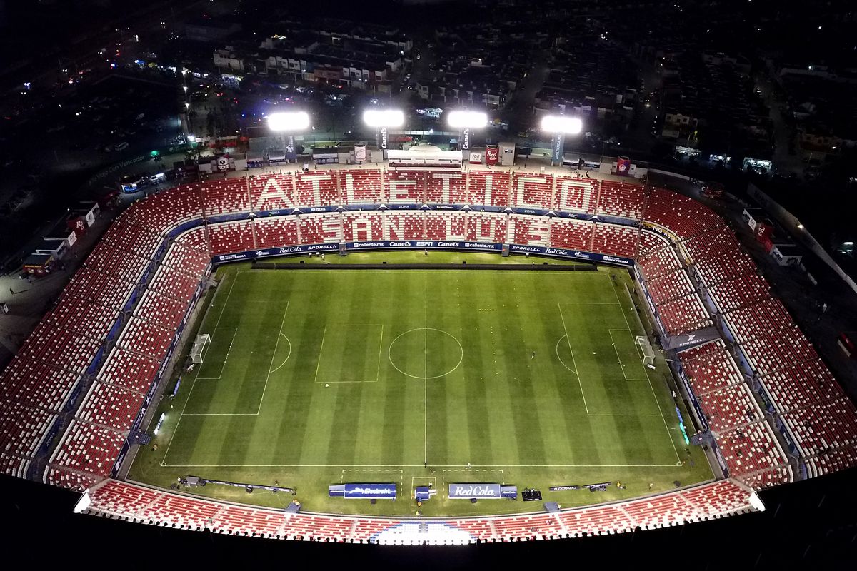 Aerial view of Estadio Alfonso Lastras prior the 7th round match between Atletico San Luis and America as part of the Torneo Clausura 2023 Liga MX on February 14, 2023 in San Luis Potosi, Mexico.
