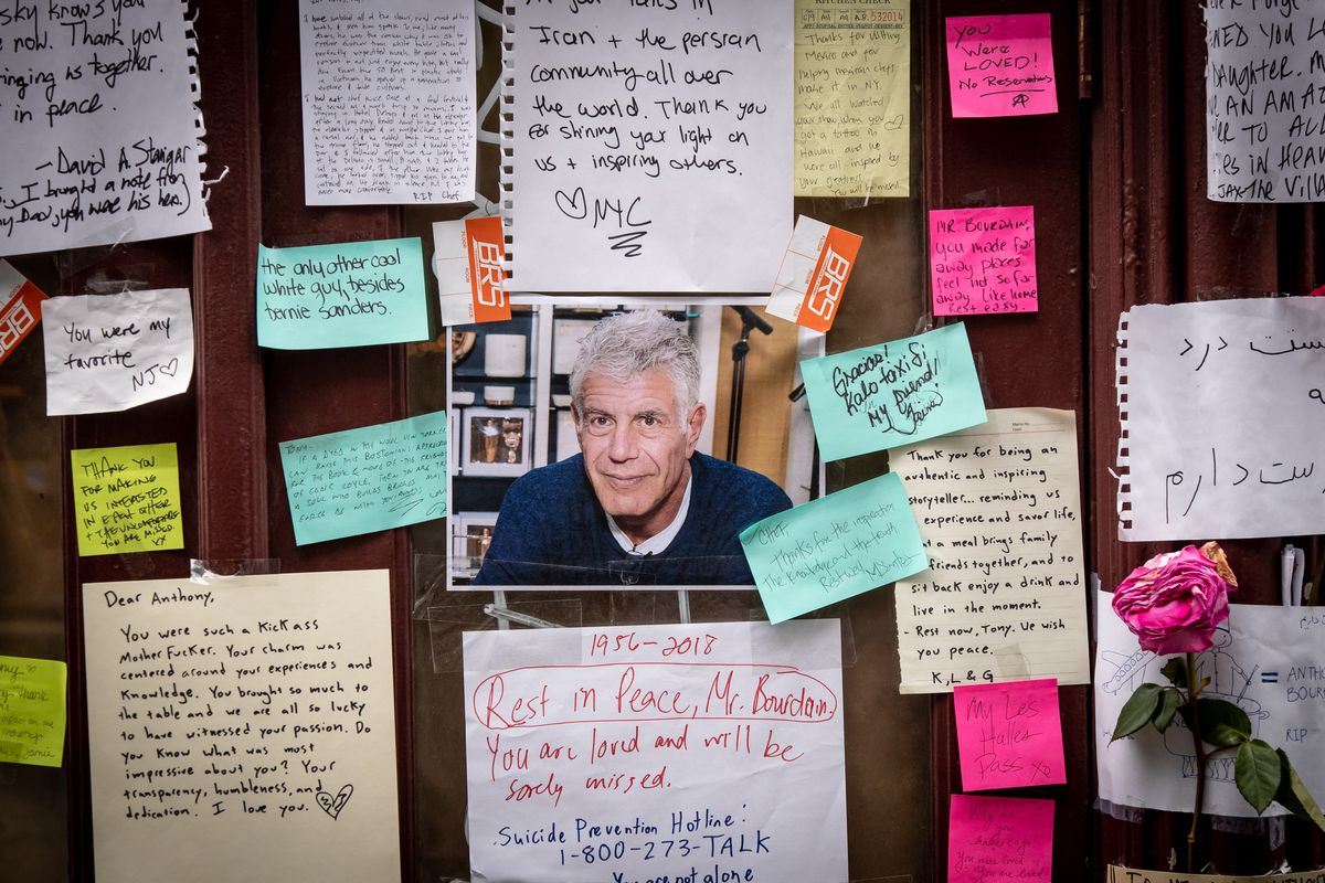 The Anthony Bourdain memorial at Les Halles