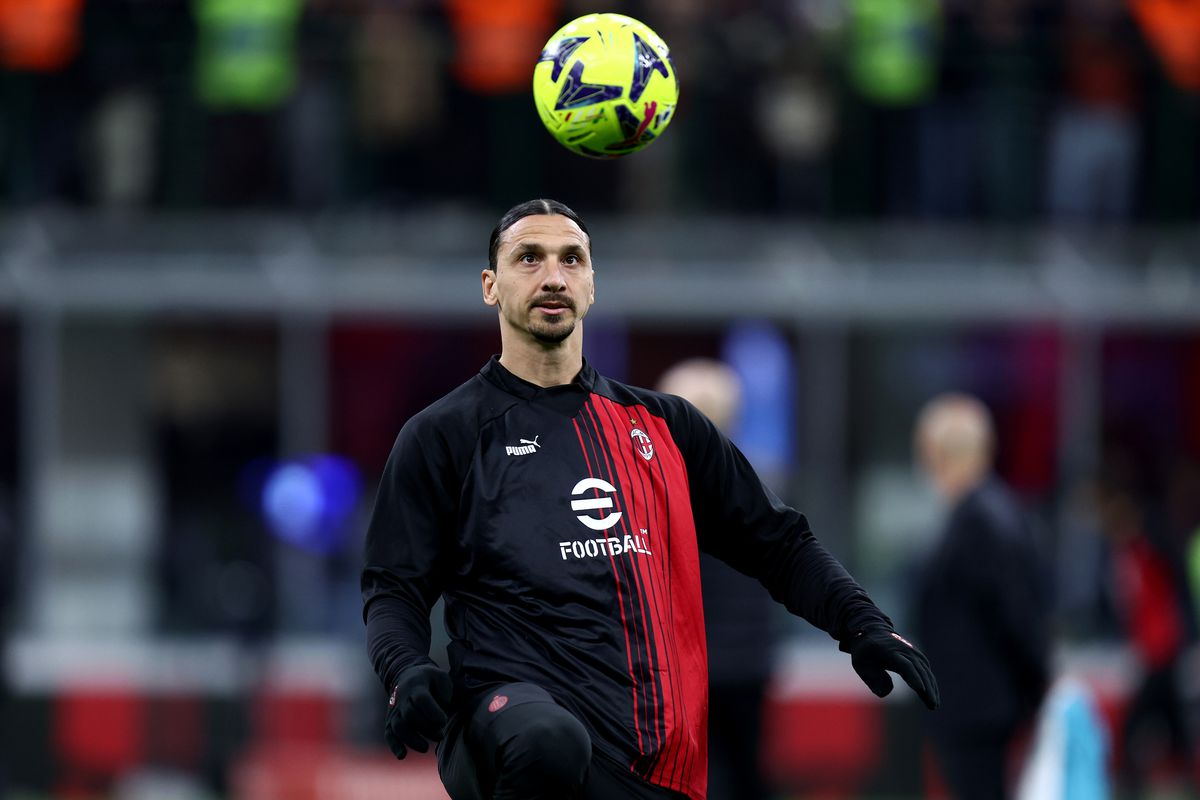 Zlatan Ibrahimovic of Ac Milan during warm up before the...