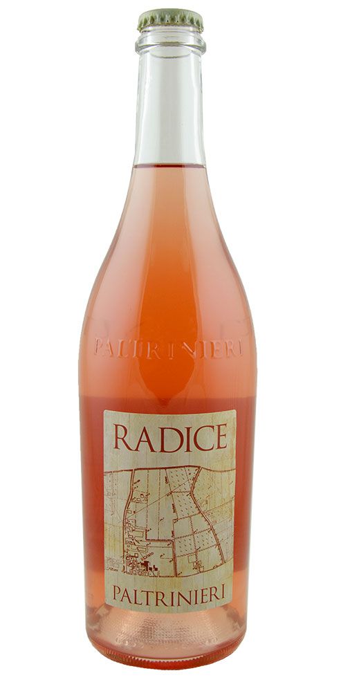 Bottle of pink Radice Lambrusco.