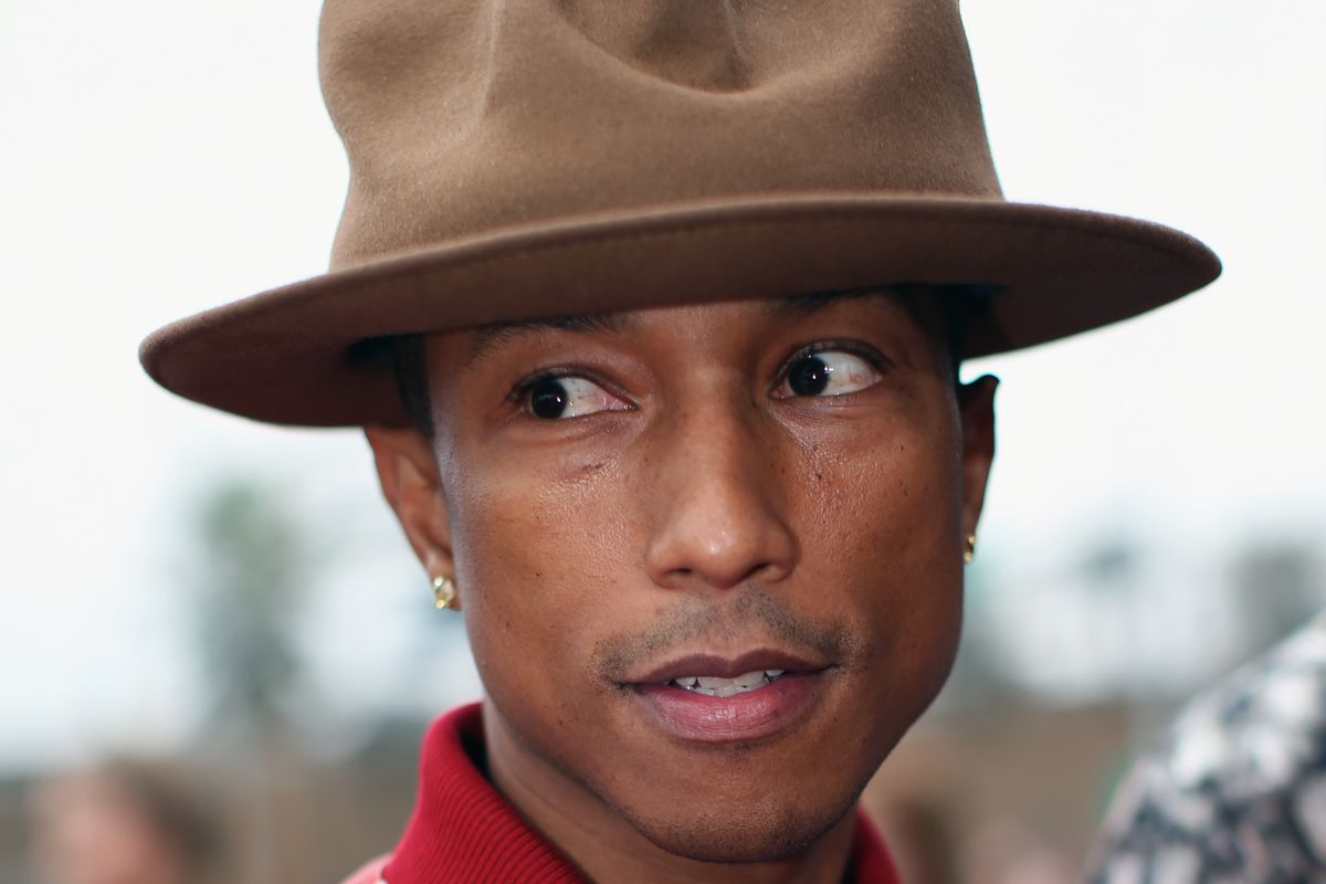 Pharrell Williams and hat, via Getty