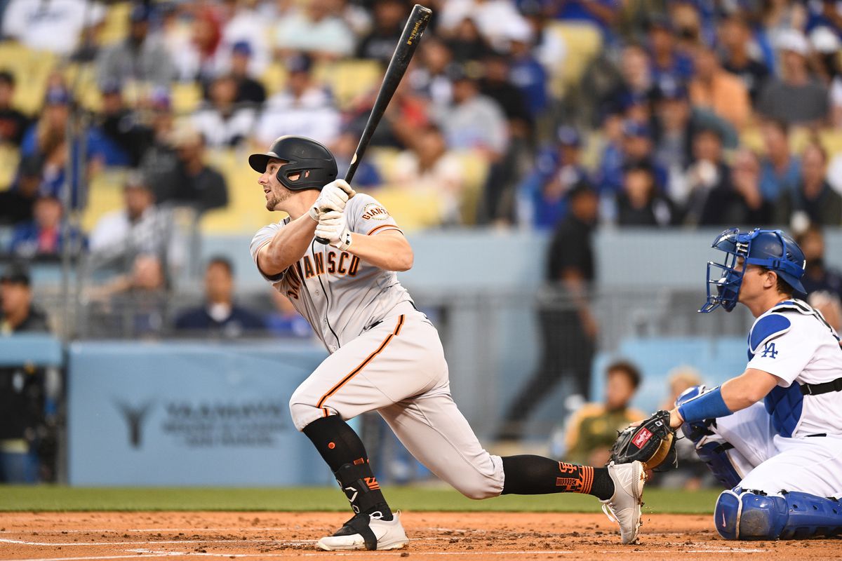 Kevin Padlo swinging in a Giants game