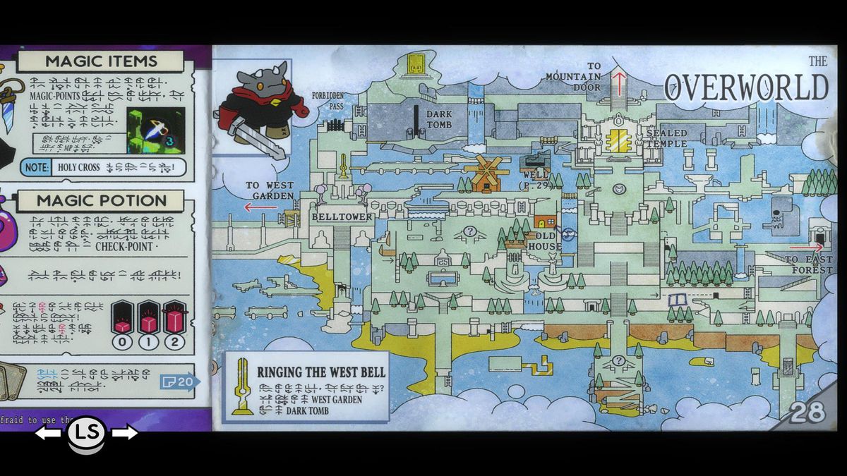 A screenshot of Tunic’s overworld map