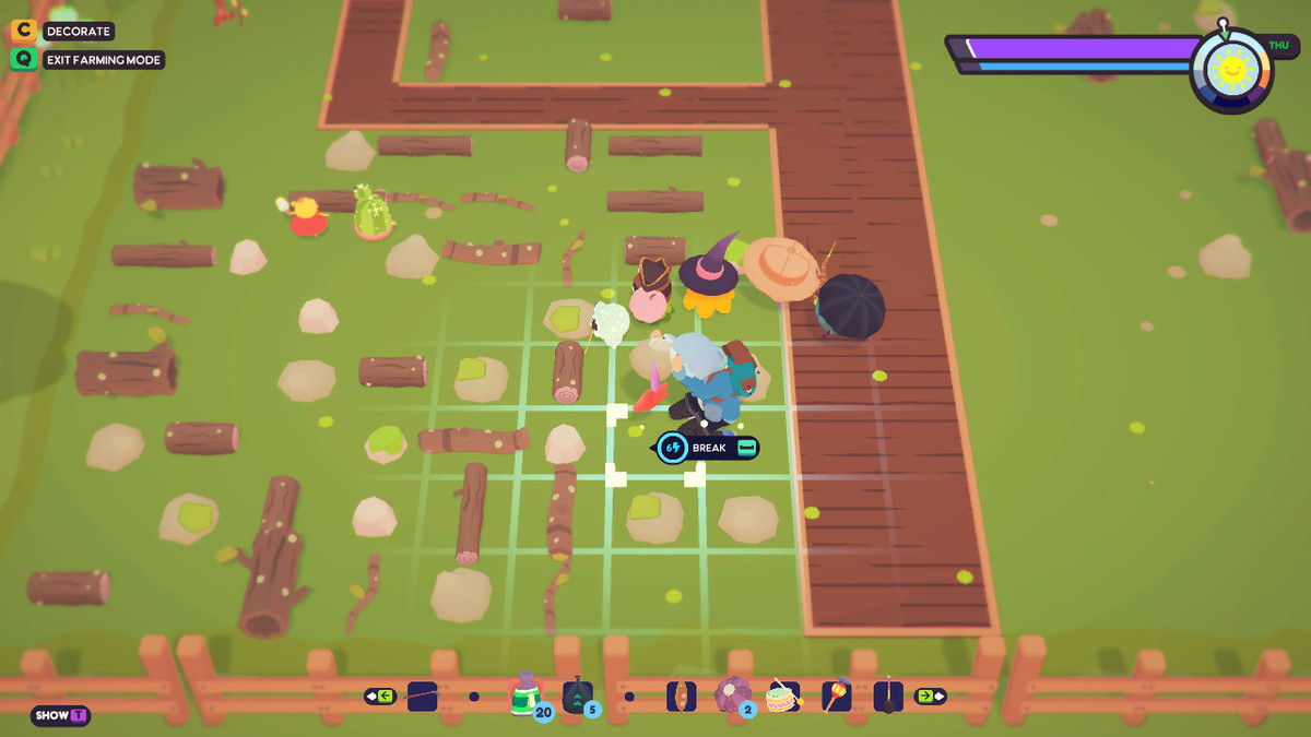 A section of debris filling up a corner of an Ooblets farm