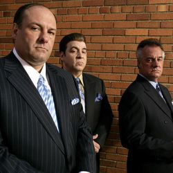 FILE - This 2007 file photo originally supplied by HBO, shows James Gandolfini, left, Steven Van Zandt and Tony Sirico, right, members  of the cast of the HBO cable television mob drama "The Sopranos." HBO and the managers for Gandolfini say the actor died Wednesday, June 19, 2013, in Italy. He was 51. 