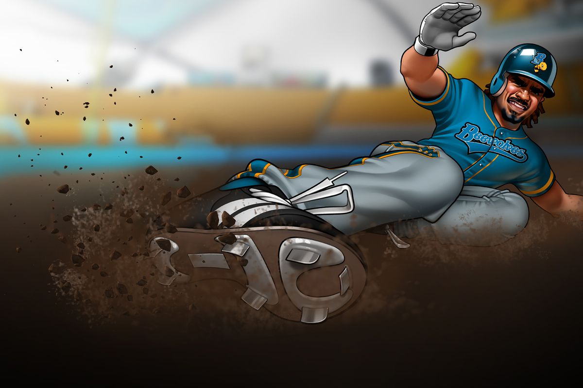 Super Mega Baseball 2 art - Beewolves player sliding