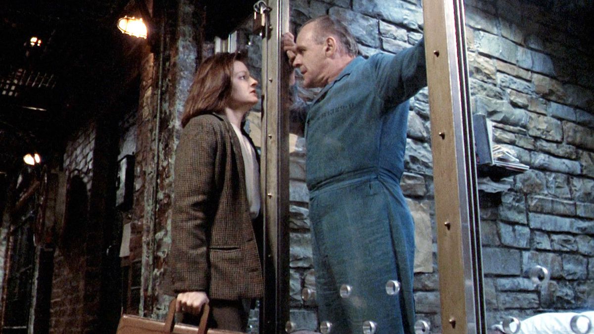Jodie Foster and Anthony Hopkins in The Silence of the Lambs.