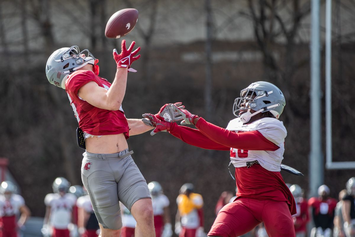 PULLMAN, WA - MARCH 26: Washington State Cougars football program takes to Rogers Field for spring practice