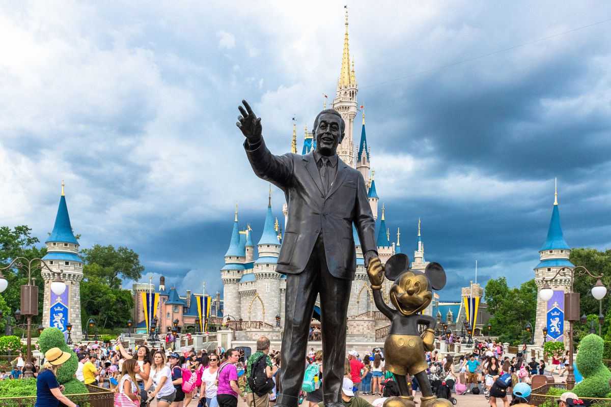 Walt and Mickey statue in Disney World’s Magic Kingdom