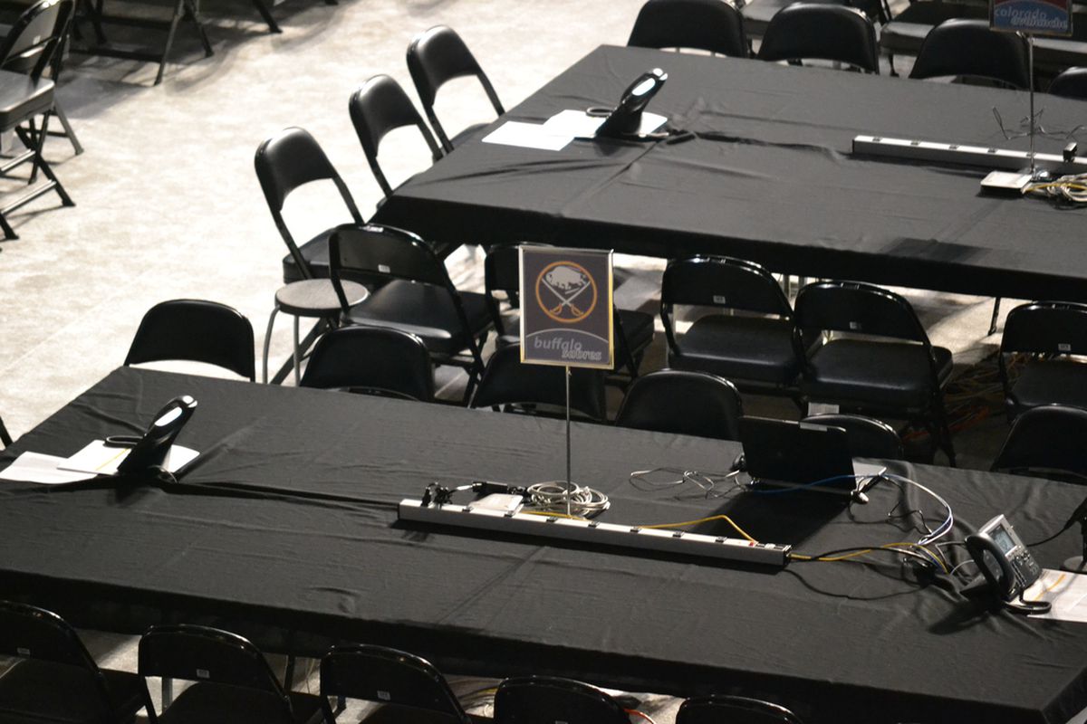 A photo of the Sabres draft table courtesy of Matthew Wagner (SB Nation)