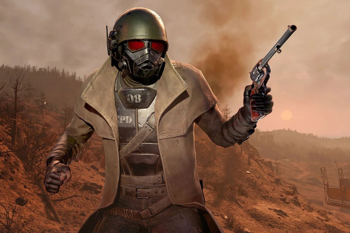 Key art of the Ranger Armor Outfit for Fallout 76. The iconic gear was on the cover of Fallout: New Vegas.