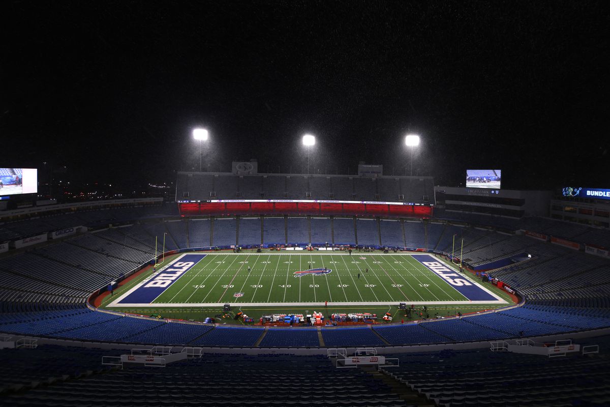 A general view of Highmark Stadium before a game between the Buffalo Bills and the New England Patriots on December 6, 2021 in Orchard Park, New York.