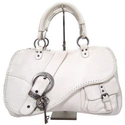 Christian Dior – White leather saddle tote bag