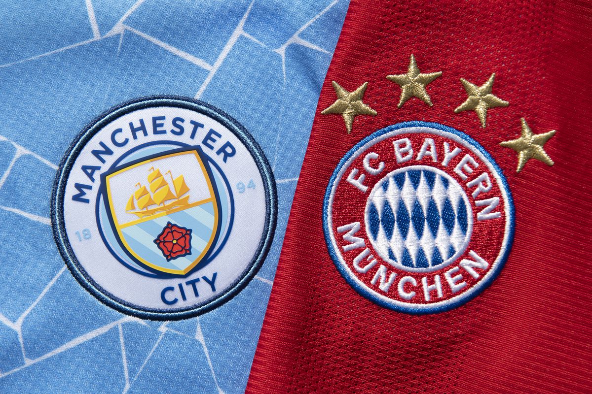 The Manchester City and FC Bayern Munich Club Badges