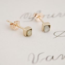 Rough Diamond Cube Earrings, $375