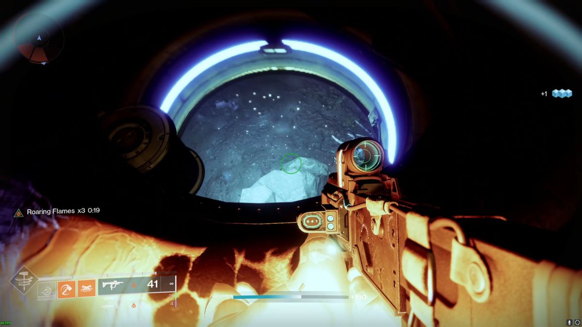 A Guardian looks down the hole of a Calus statue in Destiny 2