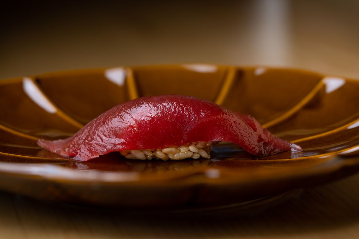 10 day dry-aged big eye tuna nigiri.