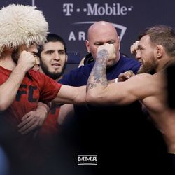 Khabib and Conor square off at UFC 229 weigh-ins.