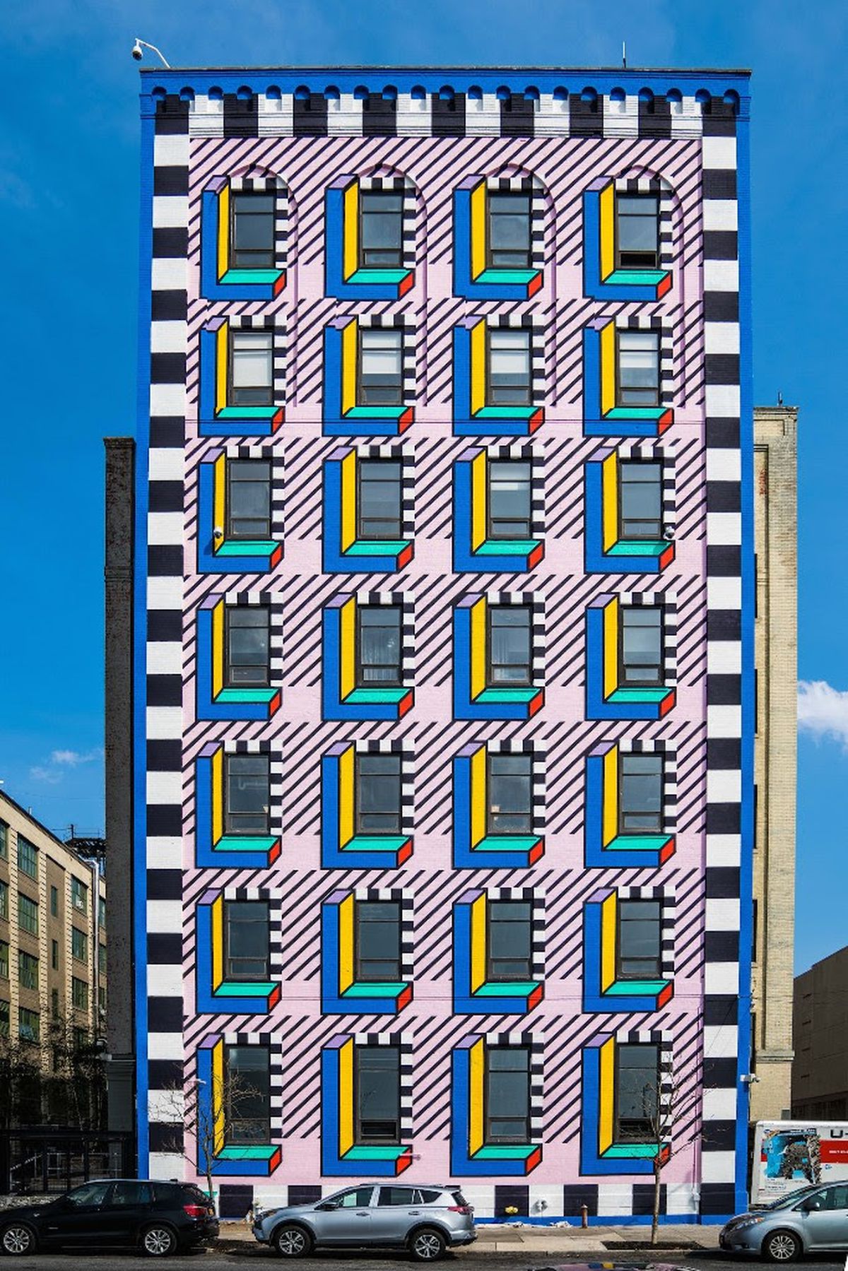 Camille Walala transforms a Brooklyn building with Memphis-inspired