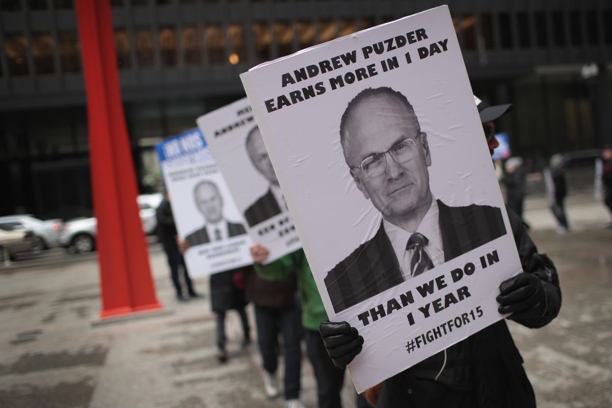Food Workers Protest Andy Puzder's  Labor Secretary Nomination