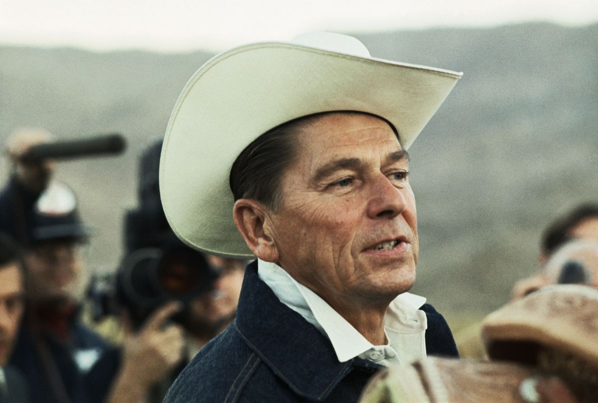 Ronald Reagan Wearing Cowboy Hat. 