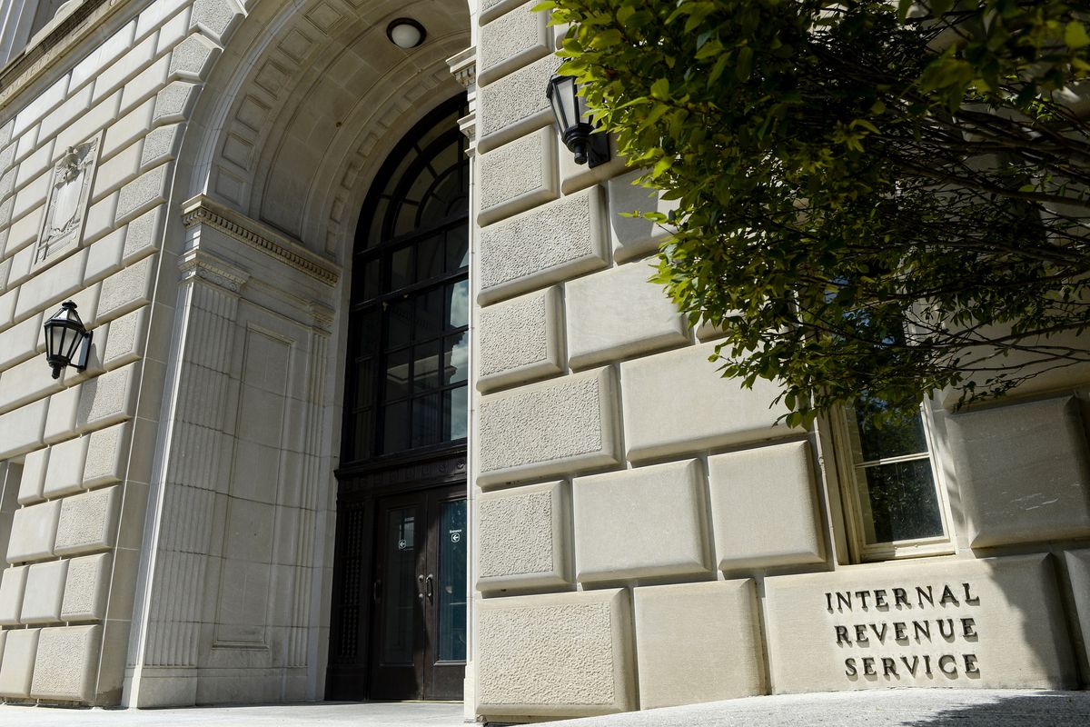 The exterior of the Internal Revenue Service building in Washington, DC.