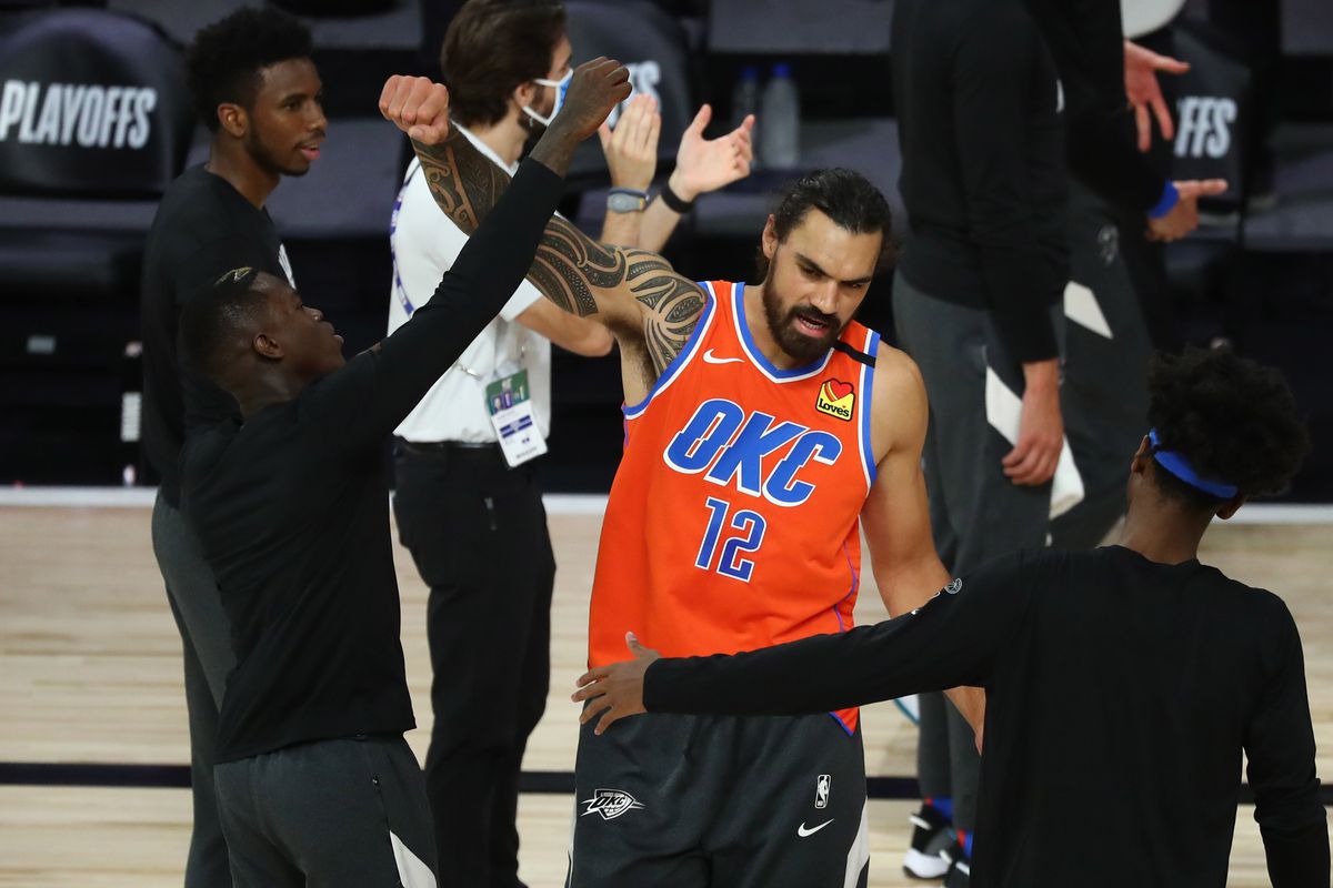 Oklahoma City Thunder center Steven Adams before game one of the first round of the 2020 NBA Playoffs against the Houston Rockets at The Field House.