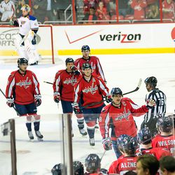 Ovechkin and Bench Celebrate a Goal