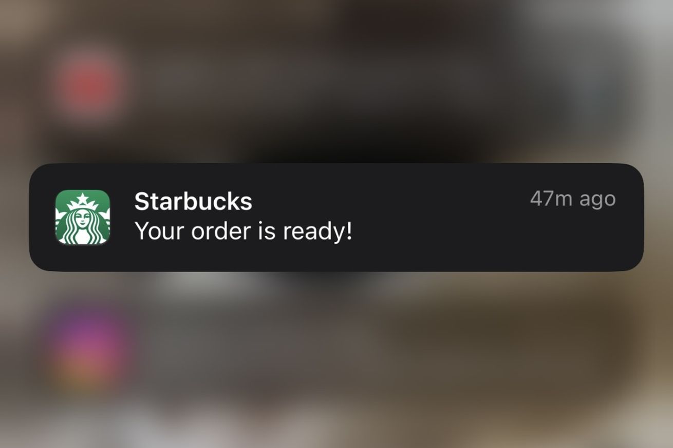 Starbucks order ready iOS notification
