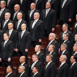 The Mormon Tabernacle Choir performs at the afternoon session of the 183rd Annual General Conference of The Church of Jesus Christ of Latter-day Saints in the Conference Center in Salt Lake City on Sunday, April 7, 2013. 