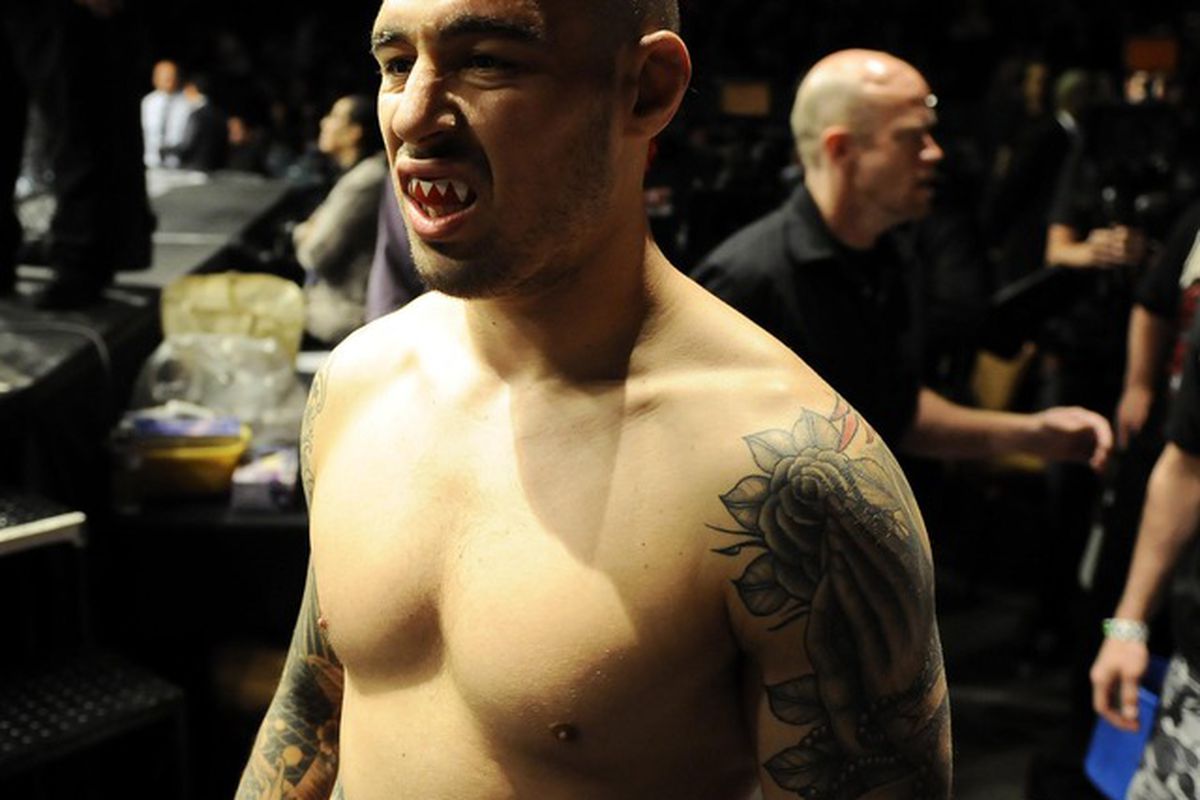 May 26, 2012; Las Vegas, NV, USA;  Dan Hardy walks out of the ring after his fight against Duane Ludwig during the UFC 146 at the MGM Grand Garden event center. Mandatory Credit: Ron Chenoy-US PRESSWIRE
