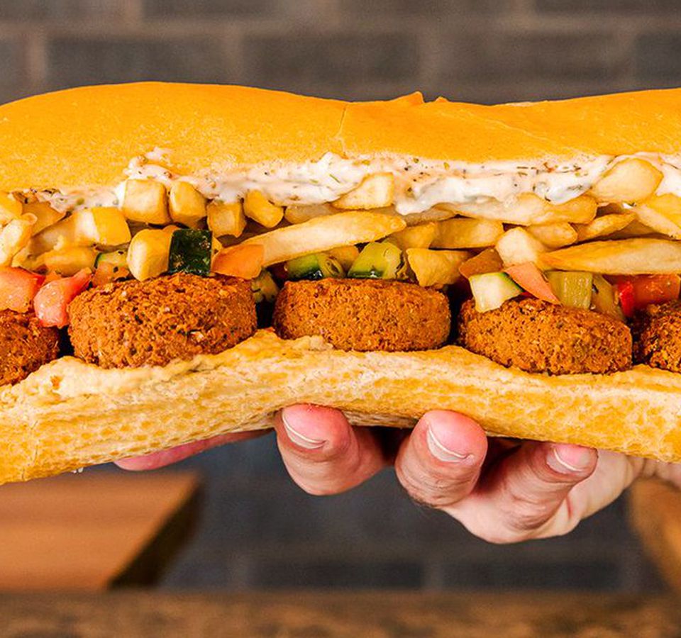 The Fat Falafel sandwich from Fat Sal’s restaurant in Los Angeles.
